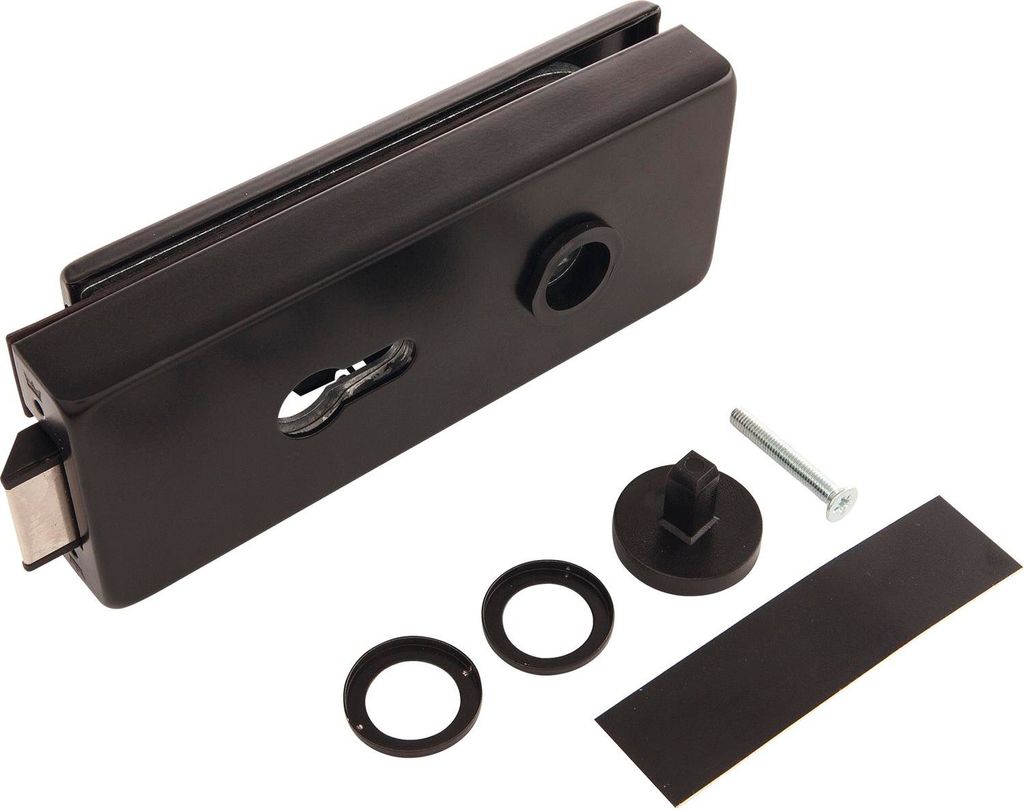 DORMA Glastür-Schloss Studio Classic PZ mit Wechsel, für Glas 8-10mm, 10.003, Alu schwarz