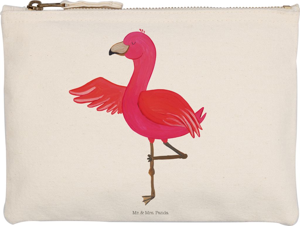 Mr. & Mrs. Panda Etui Flamingo Yoga Grösse XL Große - Weiß - Geschenk, Vogel, kosmetiktäschchen, Baum, Kosmetiktasche, Yogi, Make-Up Tasche, Ro...