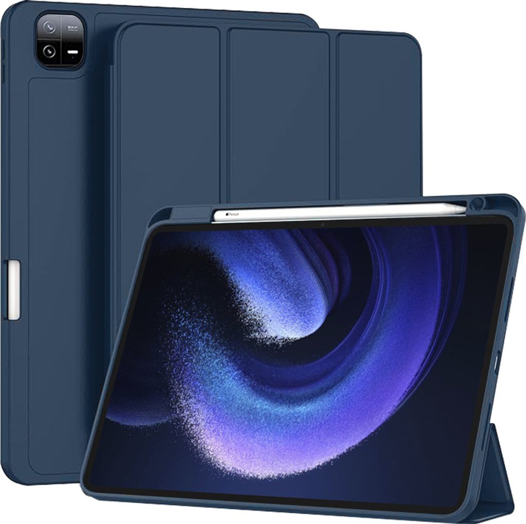 Techsuit Flex Trifold Tablet-Hülle mit Pencil-Halter für Xiaomi Pad 6/Pad 6 Pro - Dunkelblau