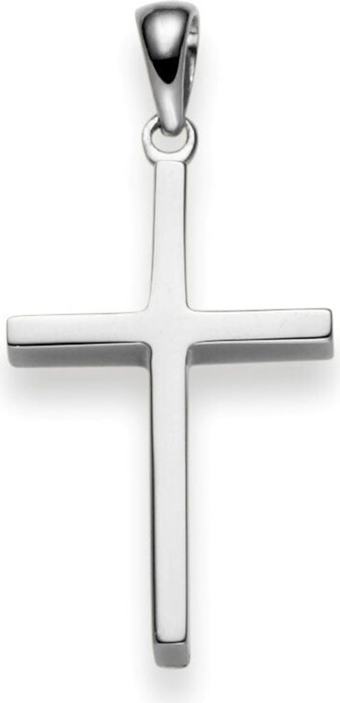 Anhänger Kreuz 30x14,5mm aus 750 Gold Weißgold Halsschmuck schlicht massiv