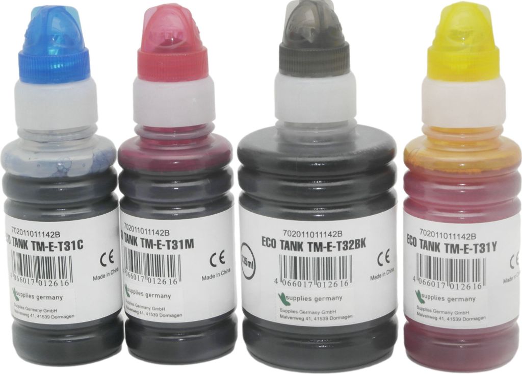 OBV Kompatibel 32XL 4x Tintenbehälter passend für HP HP Smart Tank Plus 551 555 559 570 571 651 655 Smart Tank Wireless 450 455 457 - BK 135ml / ...