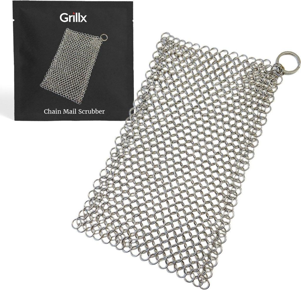 GrillX Chain Mail Scrubber - 22 x 15 cm - Edelstahl Produktbild 