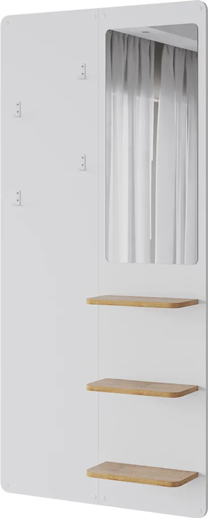Vestiaire d'Entrée Mural avec Miroir Intégré Vicco Jochen 70x150 cm Blanc