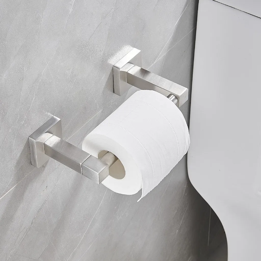 Supporto Carta Igienica Quadrato Acciaio Inox - Design Pivot Parete - 1