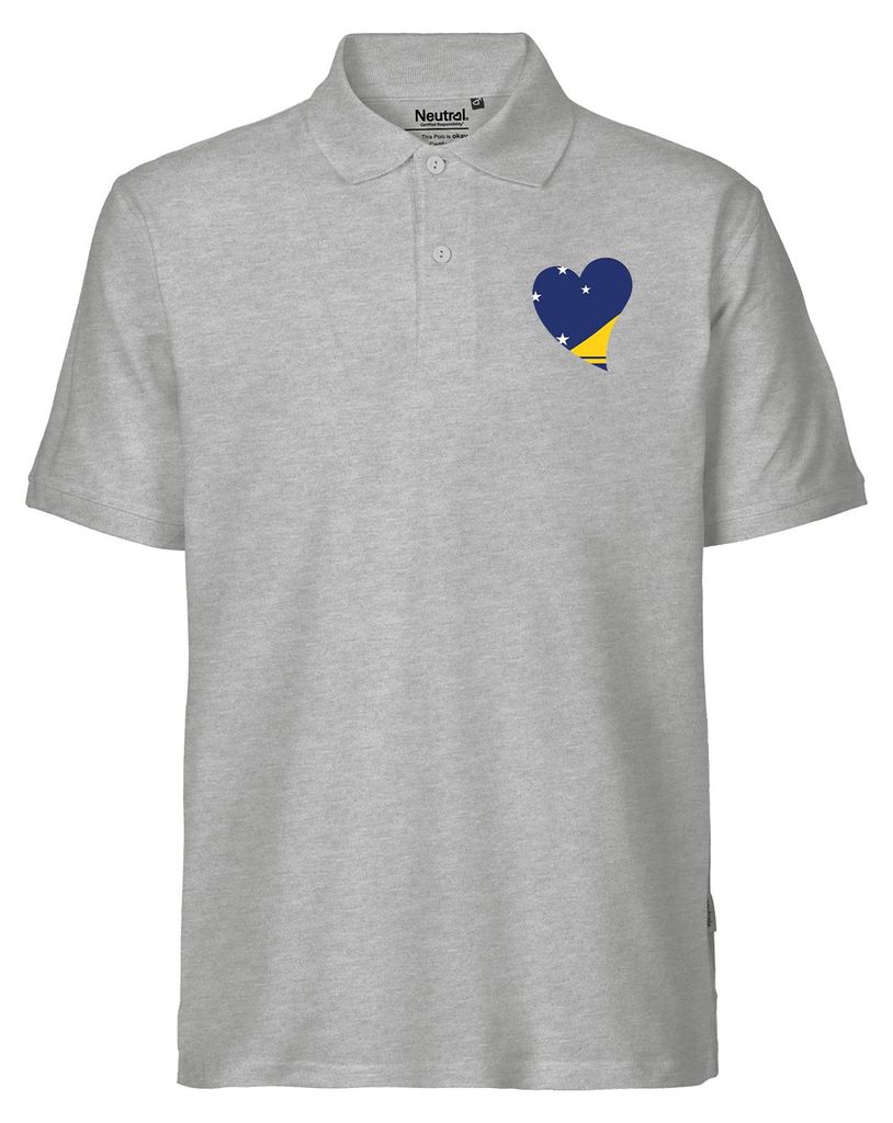 Huuraa Herren Polo Shirt Tokelau Flagge Herz XXL Sport Grey Bio Baumwolle Fairtrade Poloshirt Geschenkidee