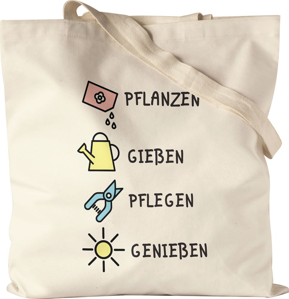 Pflanzen Gießen Pflegen Genießen Jutebeutel Stoffbeutel Canvas Hobby-Gärtner Pflanzen Garten Blumen Geschenkidee