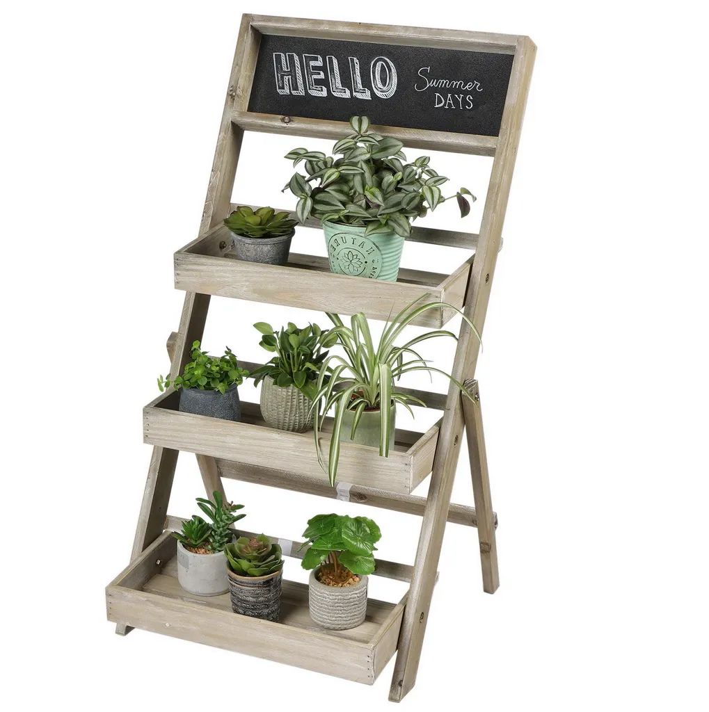 DOCHTMANN Présentoir à fleurs en bois à 3 étages avec ardoise 78 cm