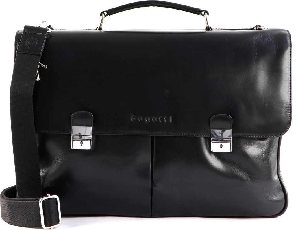 bugatti Leder Aktentasche Laptoptasche mit Laptopfach Romano Briefcase Black schwarz