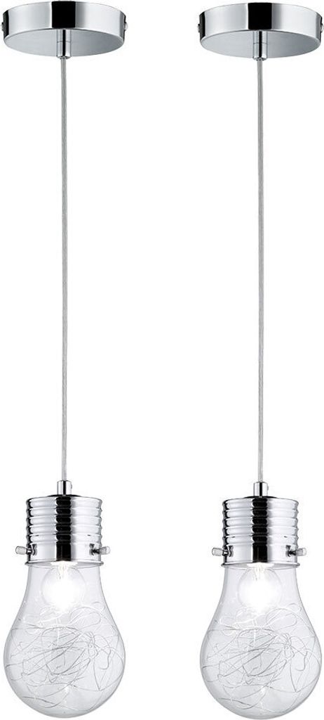 2er Set Hängelampe, Edison-Design, Drahtgeflecht, Glas, D 12 cm