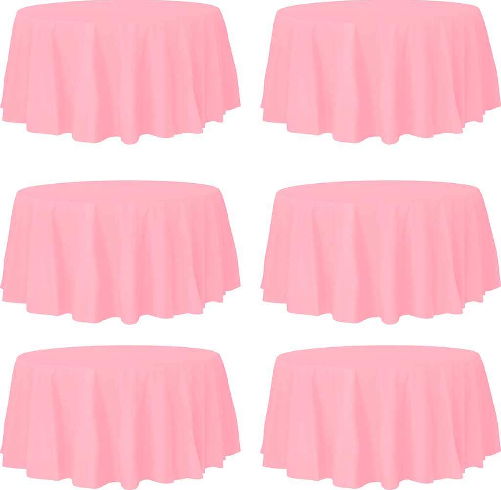 6Pcs Einweg-Tischdecke 84 Zoll Runde Kunststoff-Tischdecke für Partys Bankett Einweg-Tischdecke