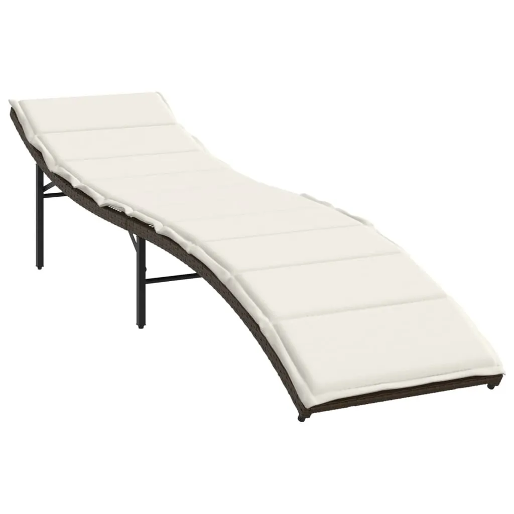 Lettino Marrone con Cuscini per Esterni 55x199x50 cm Polyrattan