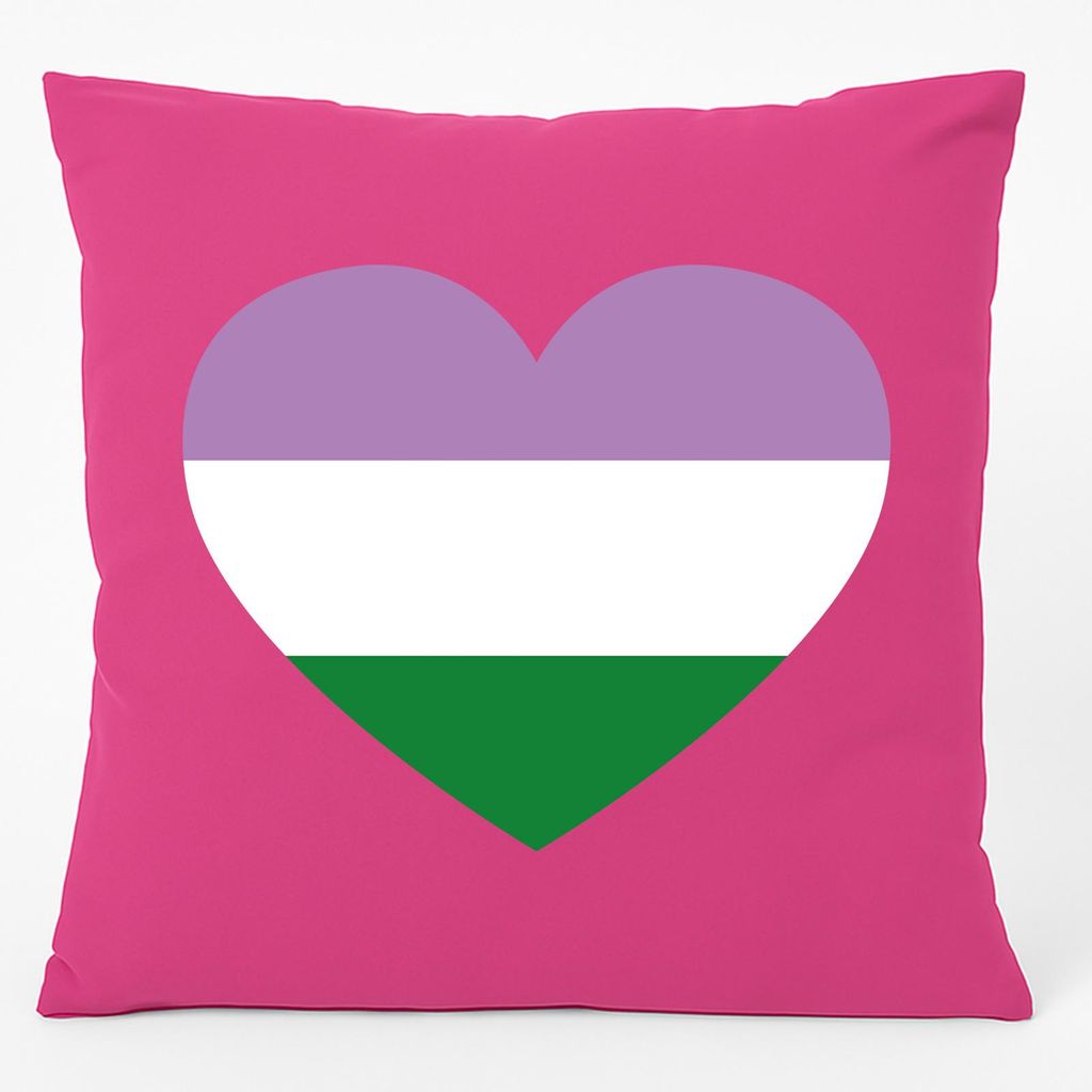 Huuraa Kissen Genderqueer Pride Flagge LGBTQ Herz 40x40cm mit Füllung Fuchsia Baumwolle Dekokissen Geschenkidee