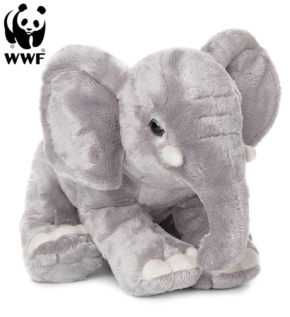 WWF Eléphant en peluche (trompe vers le bas, 18cm) réaliste Image du produit 