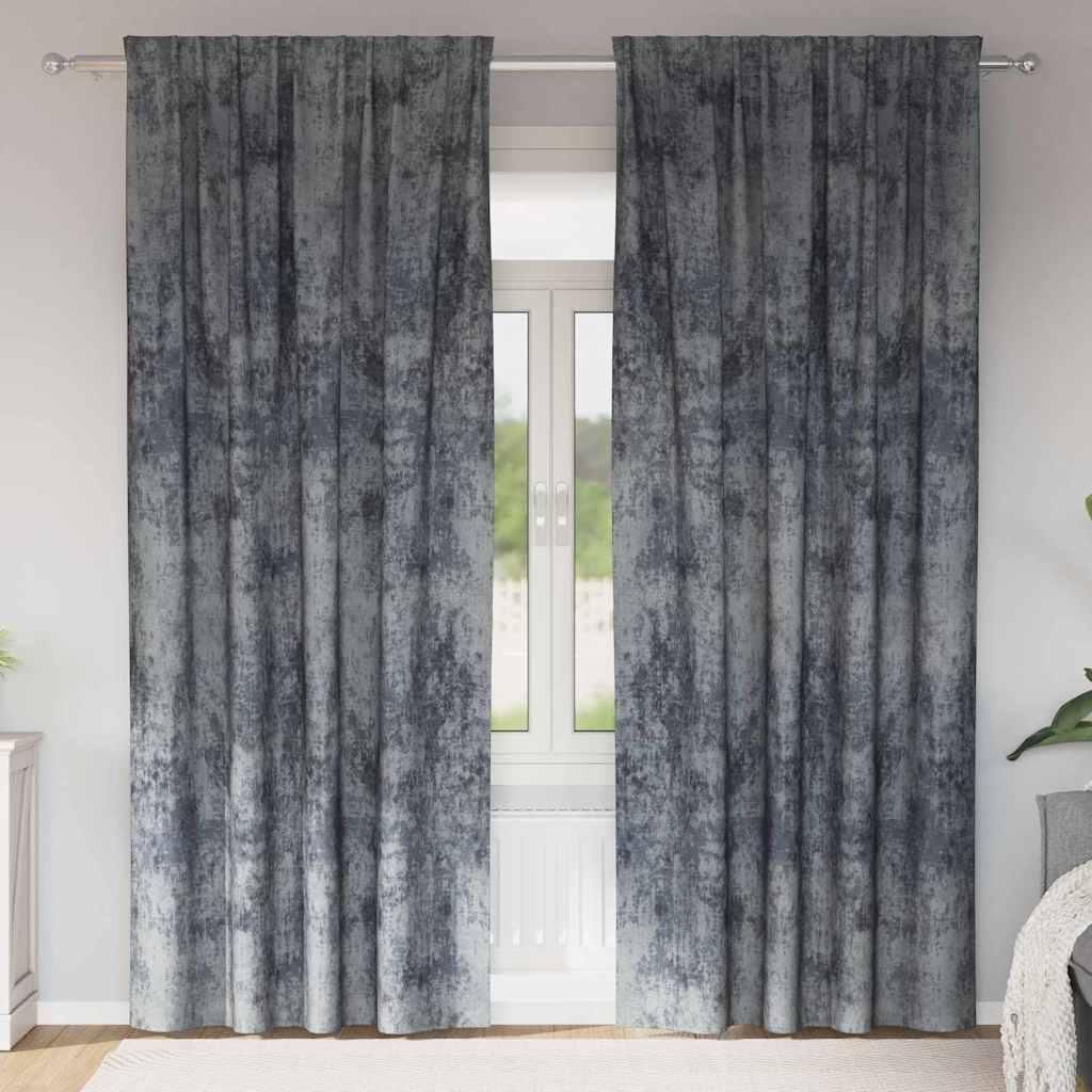 Samtvorhänge mit Vorhängen 2 pcs Silber Grau 225 x 140 cm Samt