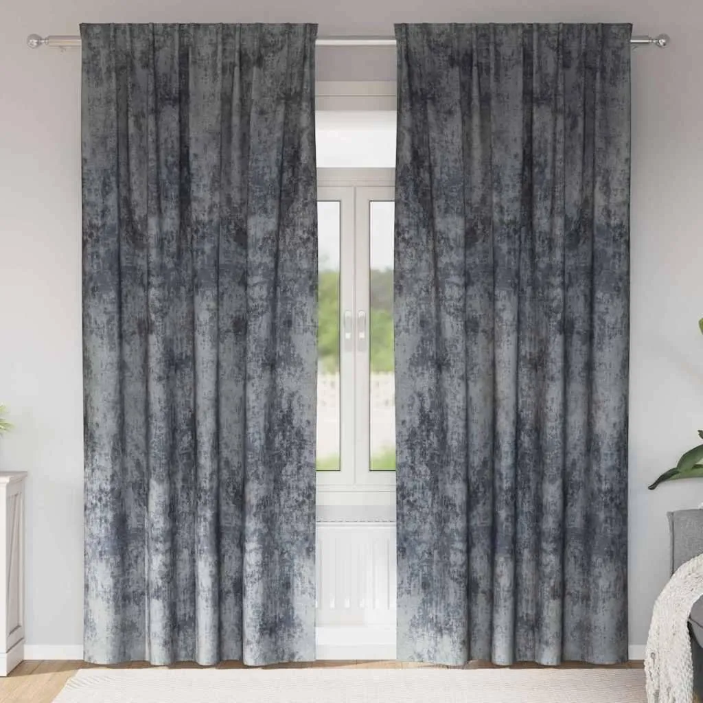 2 Tende Cloris Grigio Argento Velluto 245x140 | Resistenti e Lavabili