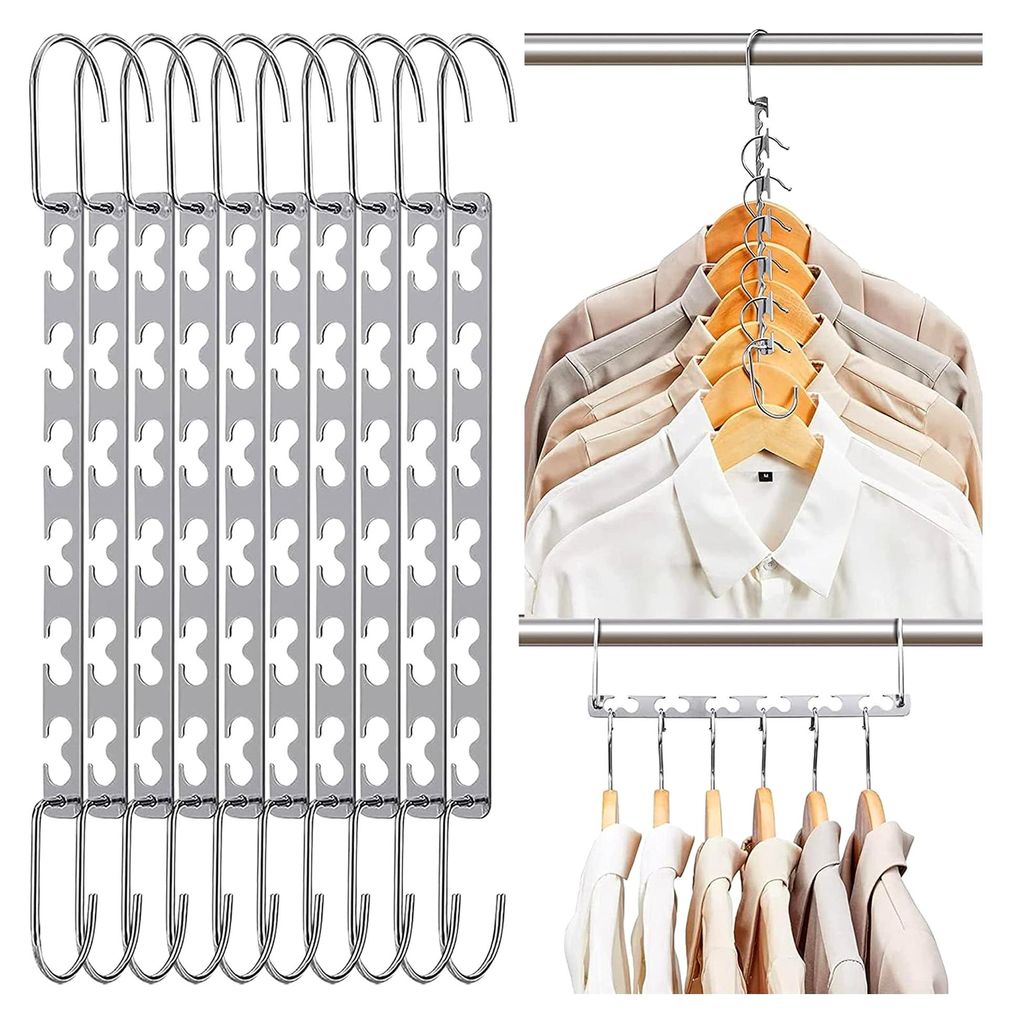 Kleiderbügel Platzsparend 10 Stück Kleiderbügel Metall Magic Hangers Clothes Platzsparende Kleiderbügel Bügel für Hosen Hemden Anzug und Klei...