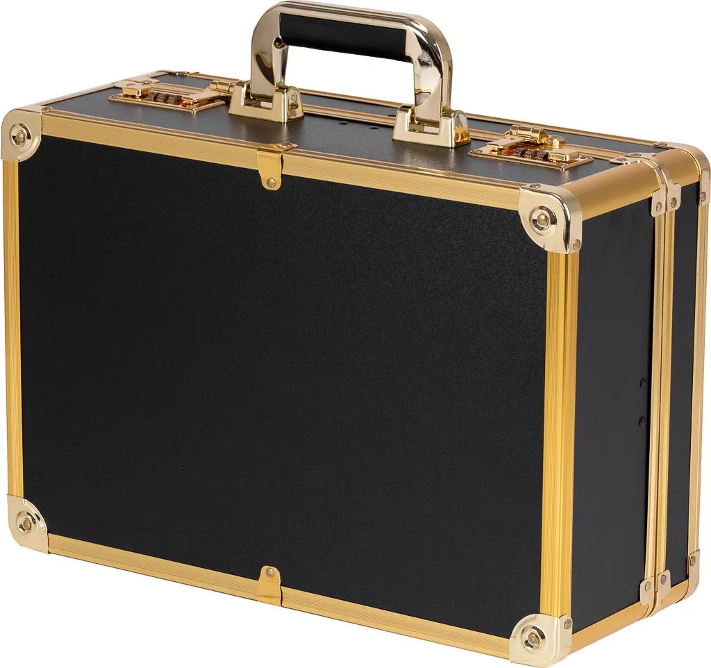 Valise coiffeur or noir professionnelle trolley à roulettes pivotantes