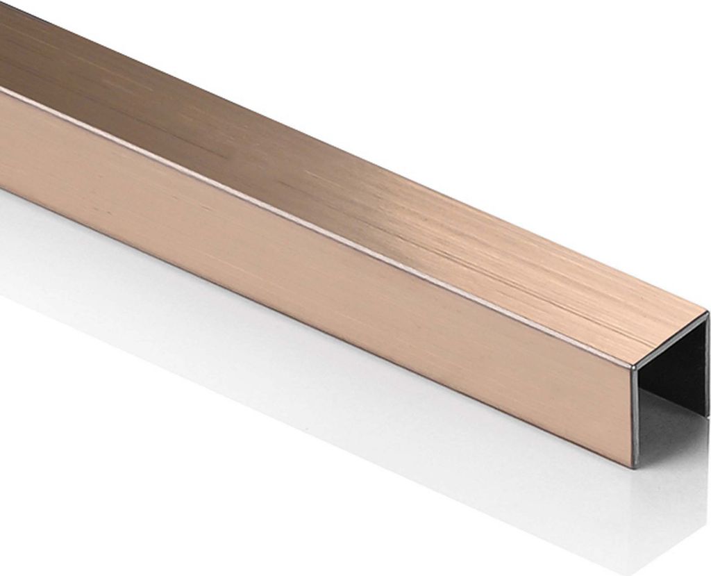Deko Bordüre U-Profil Zierleiste Fliesenschiene Edelstahl V2A L250cm 10mm rose gebürstet