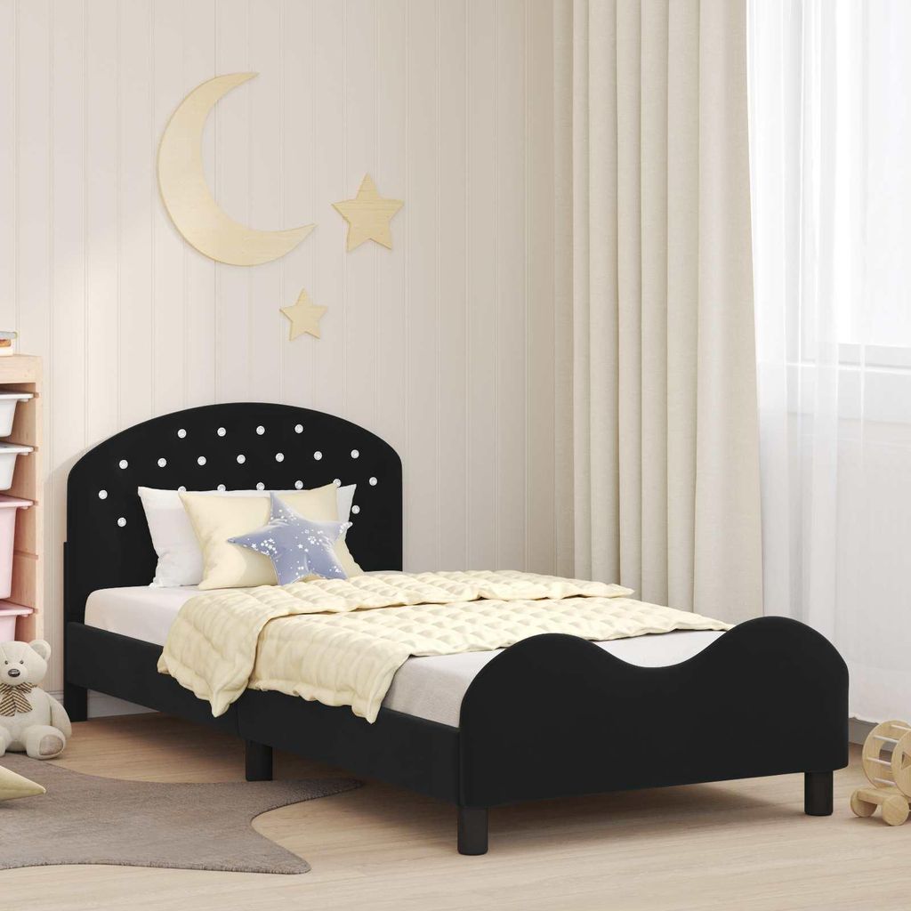 Maison Exclusive - Kinderbettgestell mit Kopfteil Schwarz 80 x 200 cm Samt
