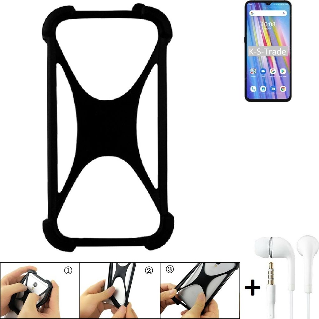 K-S-Trade Handy-Hülle + headphones kompatibel mit UMIDIGI A11 Schutz-Hülle Bumper Silikon Cover Case Silikoncase Silikonbumper TPU Softcase