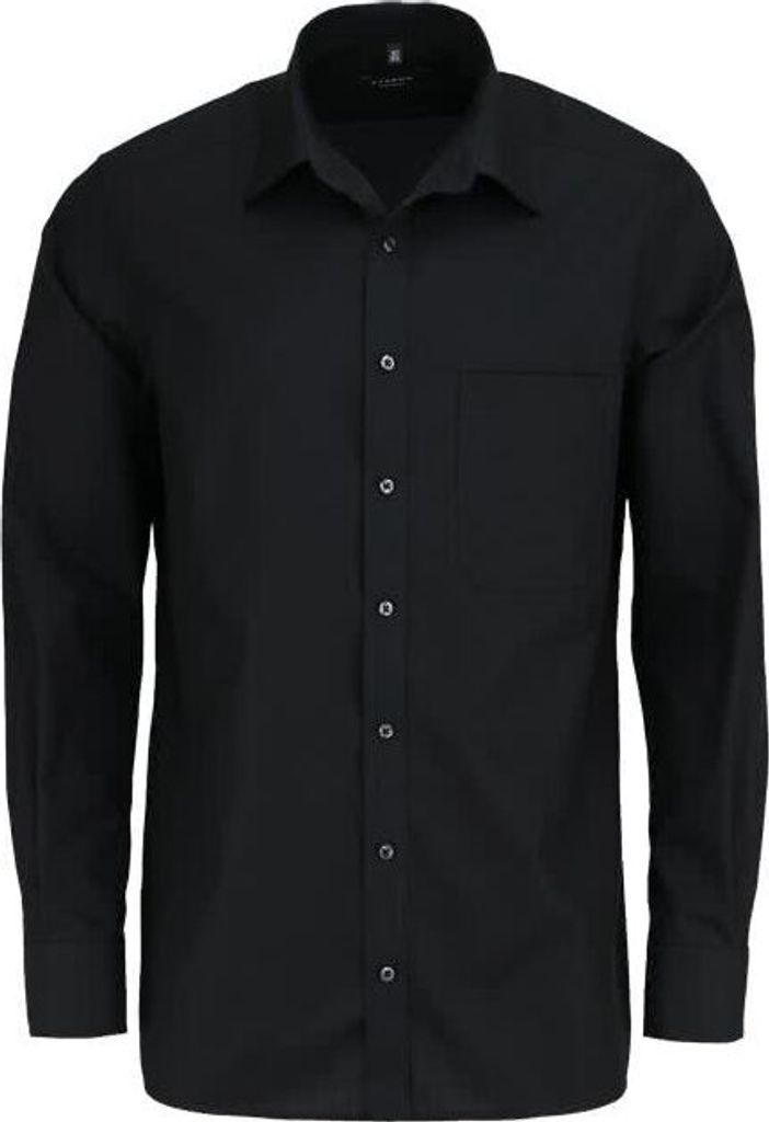 Eterna - Comfort Fit - Bügelfreies Herren Langarm Hemd (65cm) mit Basic Kent Kragen (1100 E198), Größe:43, Farbe:Schwarz (39)