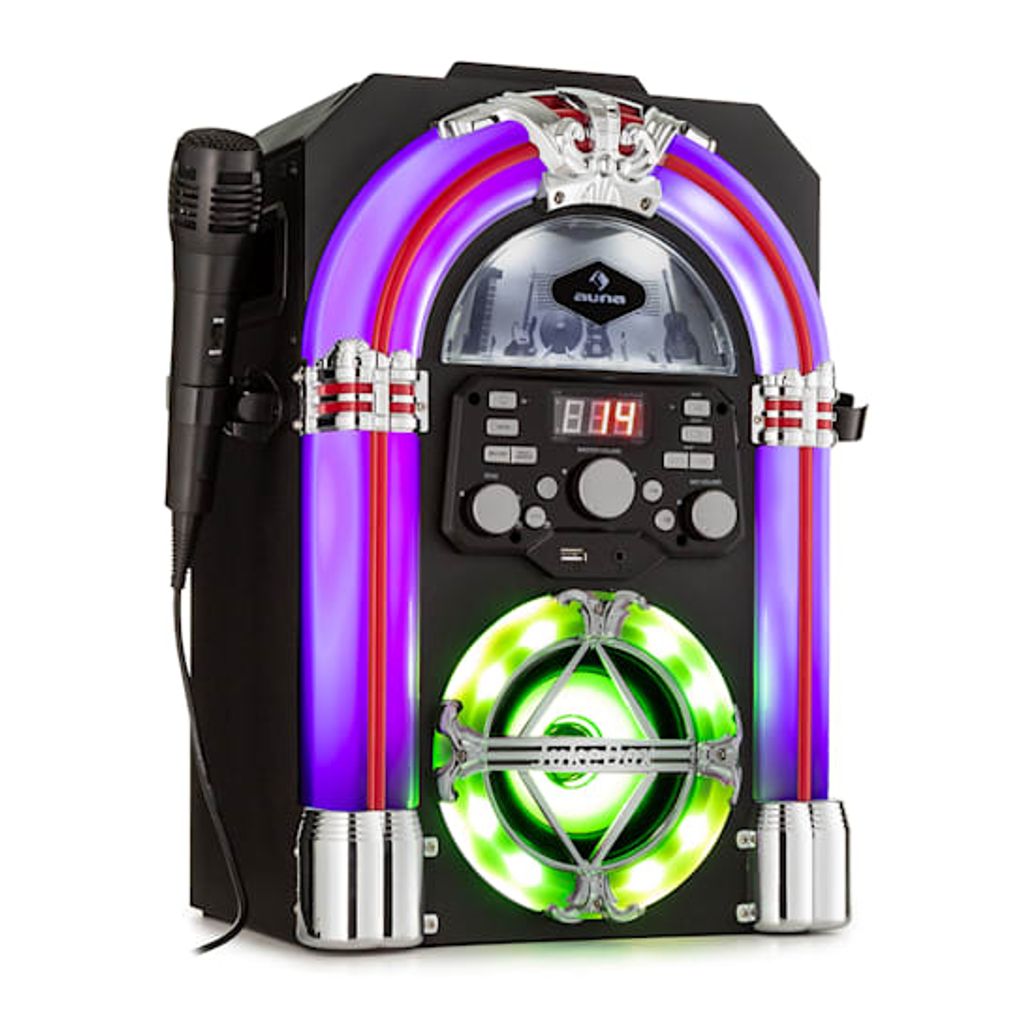 Boombox mobile Karaokeanlage CD Player USB MP3 Lautsprecher Handmikrofon türkis 