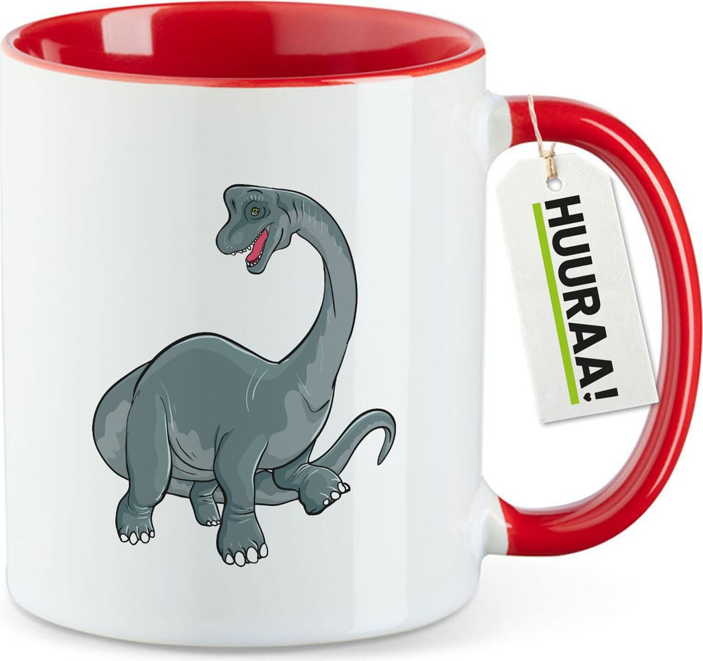 Huuraa Kaffeetasse Brachiosaurus Dinosaurier 330ml Rot Keramik Kaffeebecher Geschenkidee