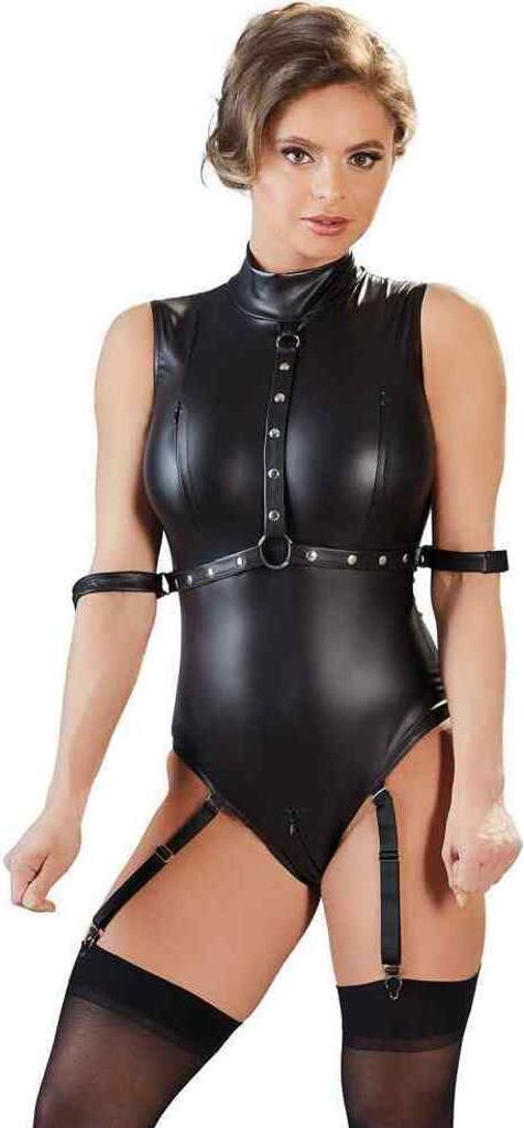Cottelli BONDAGE Body im schwarzen elastischen Mattlook L Produktbild 