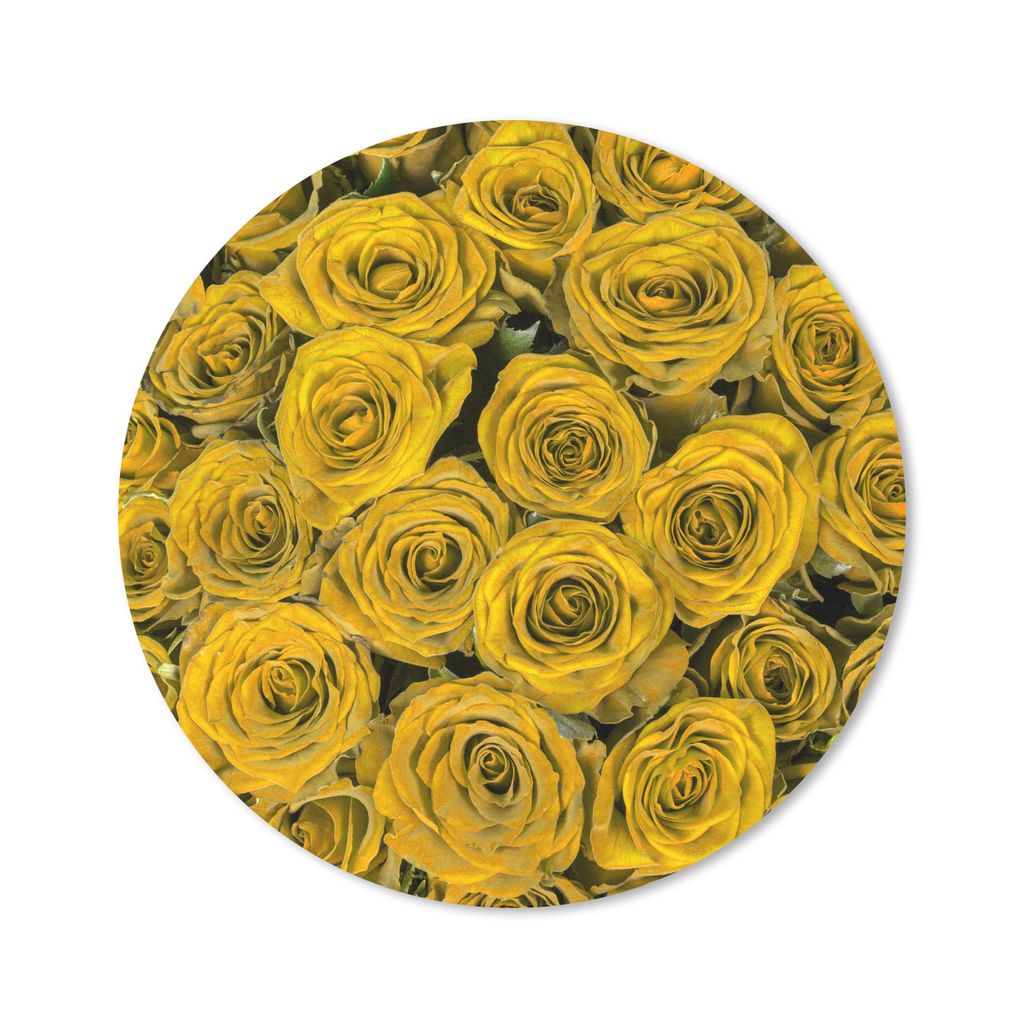 MuchoWow Mauspad Mousepad Rosen - Gelb - Blumenstrauß 30x30 cm - Mousepads - Maus Mat - Pad - Mausunterlage - Tischunterlage - Schreibtischmatten