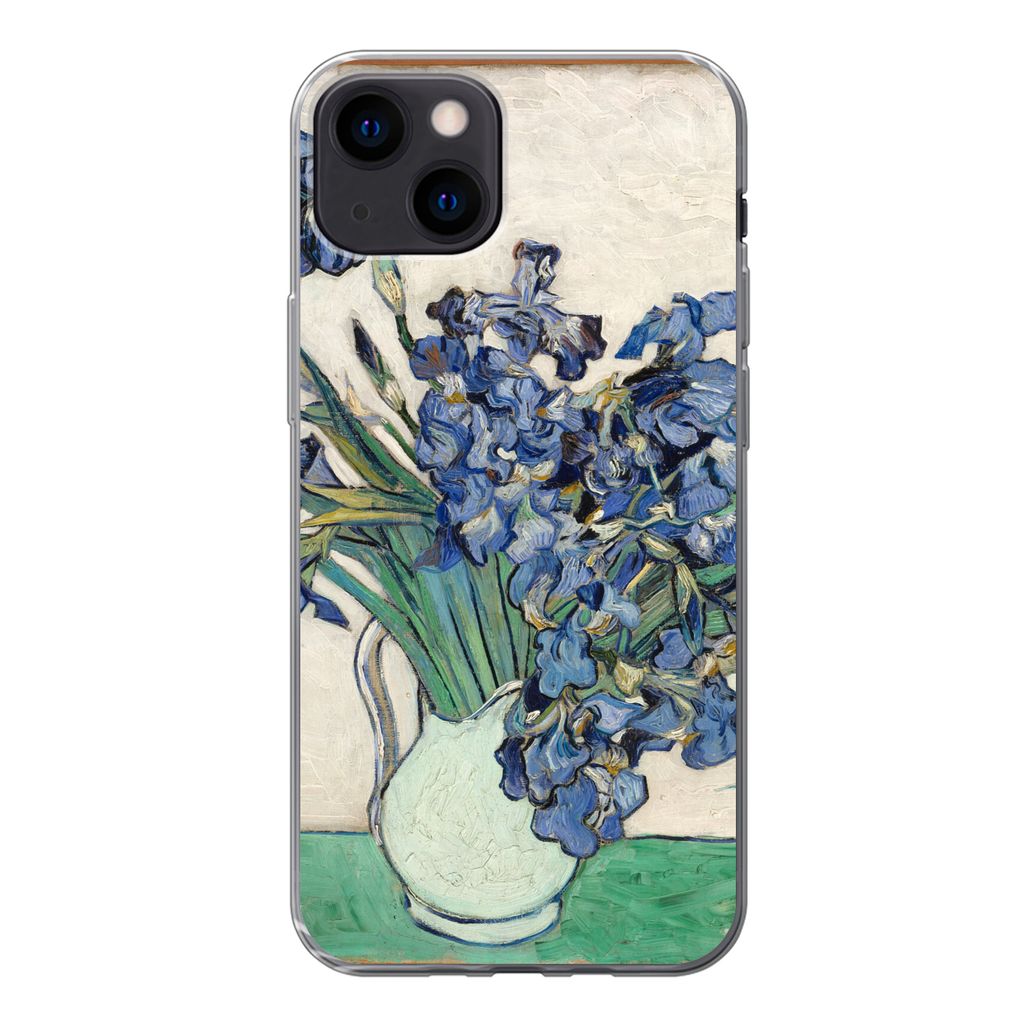 MuchoWow Handyhülle Schutzhülle Hülle für iPhone 13 Stilleben mit Schwertlilien - Vincent van Gogh Silikon Softcase Handy Hülle - Karteninhaber