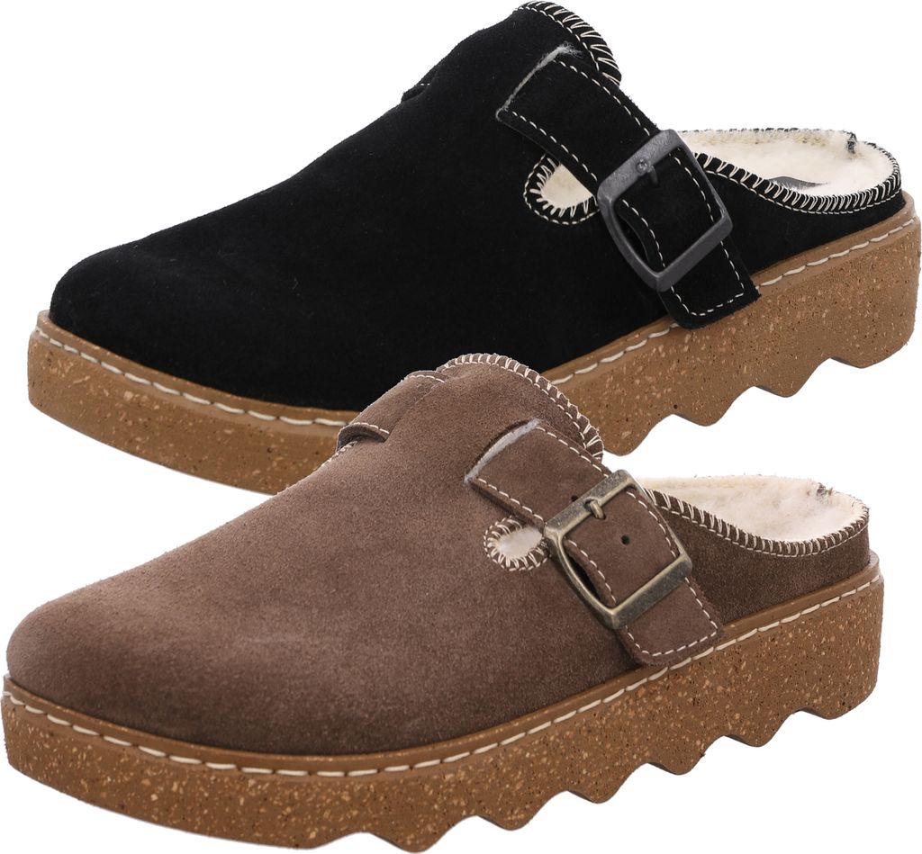 Rohde Damen Hausschuhe Leder Pantoffeln Foggia 6123, Größe:42 EU, Farbe:Braun