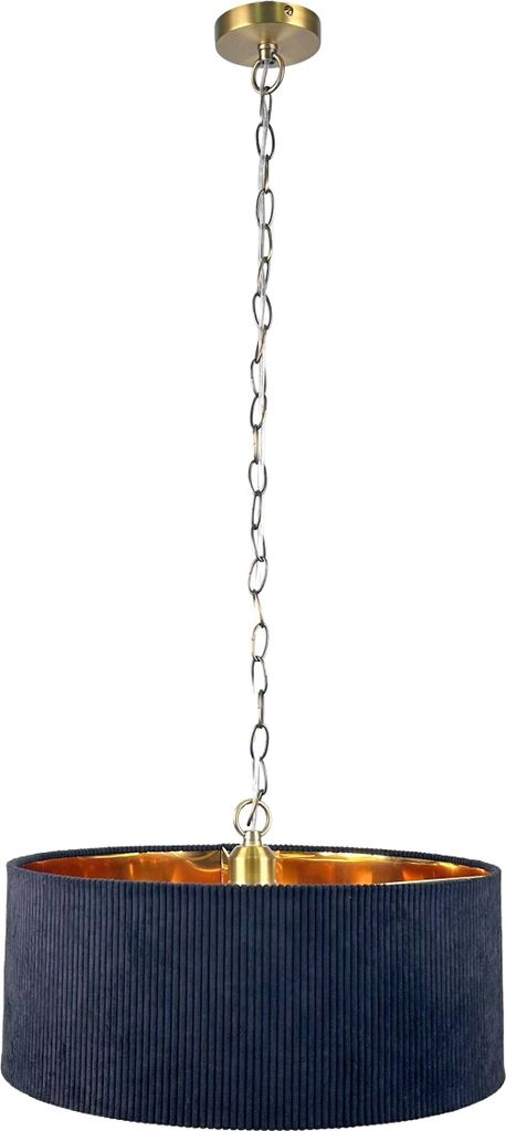 Relaxdays Hängelampe, Stoffschirm, HxD: 180 x 40 cm, moderne Pendelleuchte, E27-Fassung, Esszimmerlampe, schwarz/bronze
