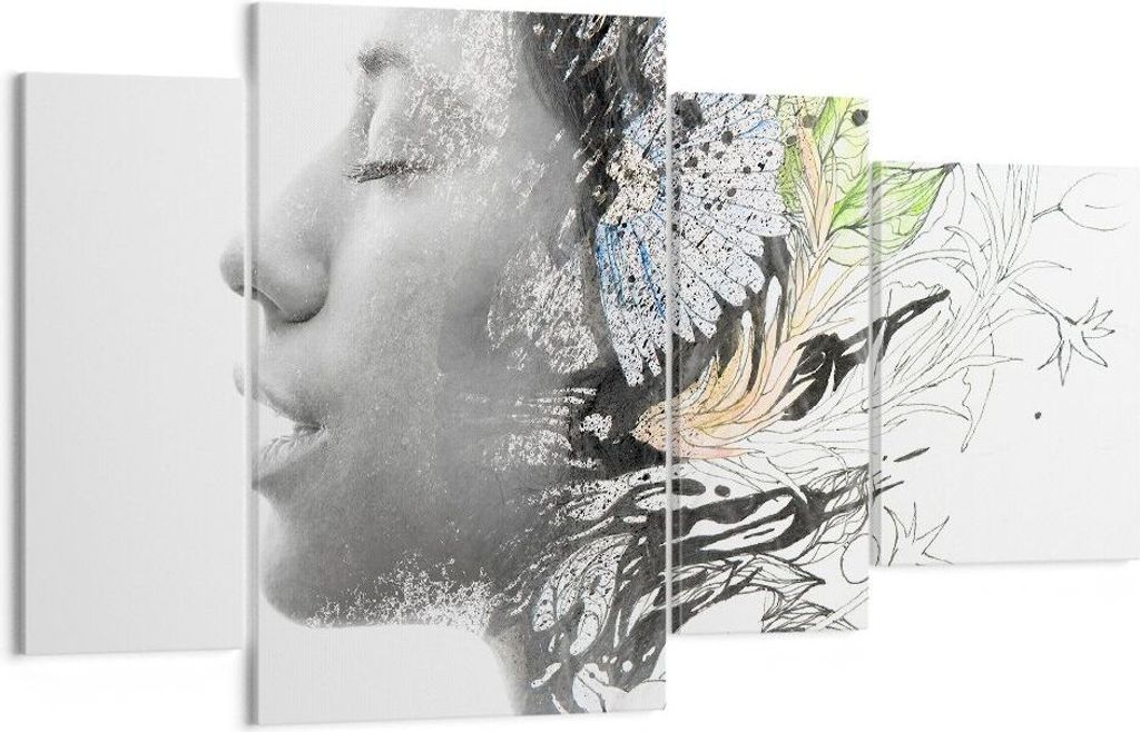 Bild auf Leinwand - Leinwandbild - Frau Abstraktion - 120x70cm - Wand Bild - Wanddeko - Wandbilder - Leinwanddruck - Bilder - Kunstdruck - Wanddeko...