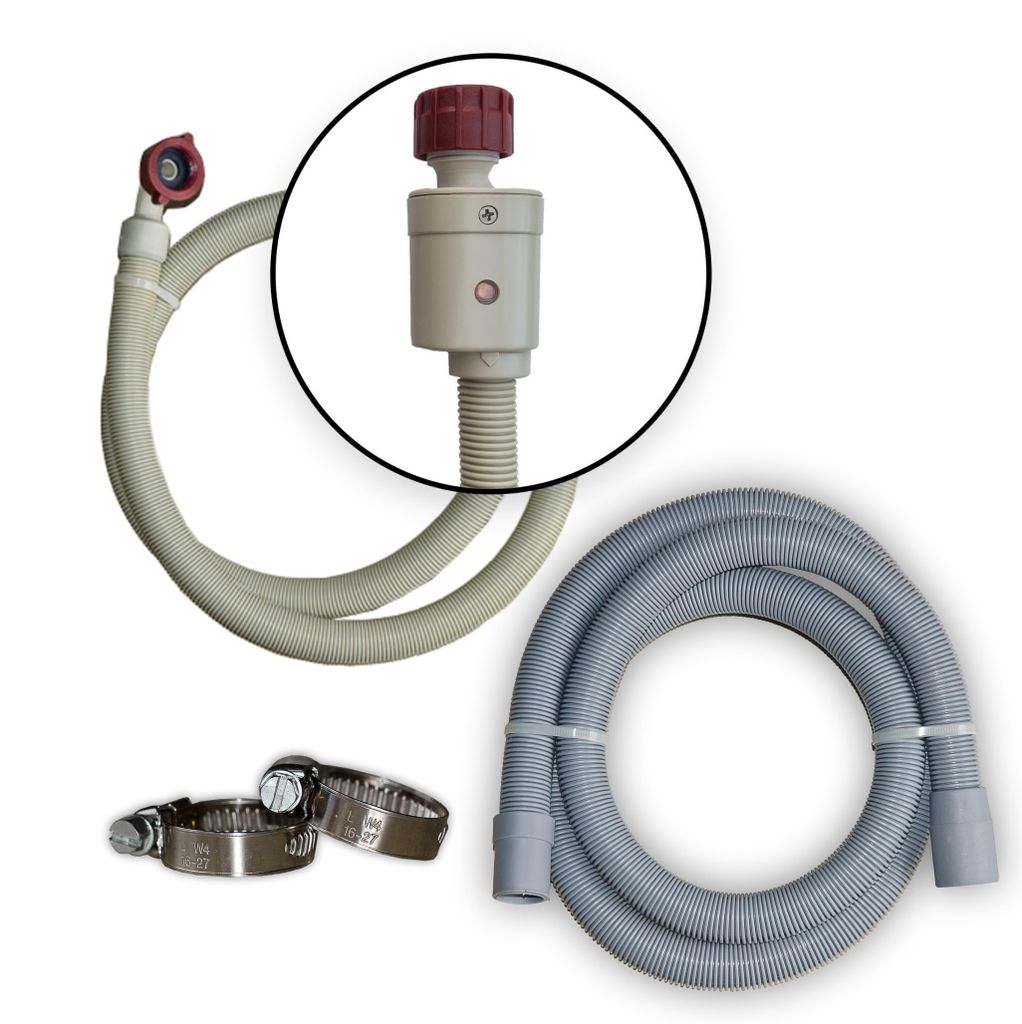 Anschluss-Set Waschmaschine und Geschirrspüler 4m Aquastop Zulaufschlauch + Ablaufschlauch