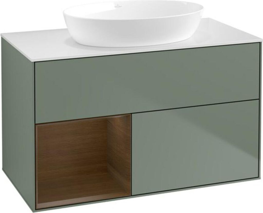 V&B Waschtischunterschrank Finion 100, Pl wh. m, Reg wal ven, Oli. m Lac