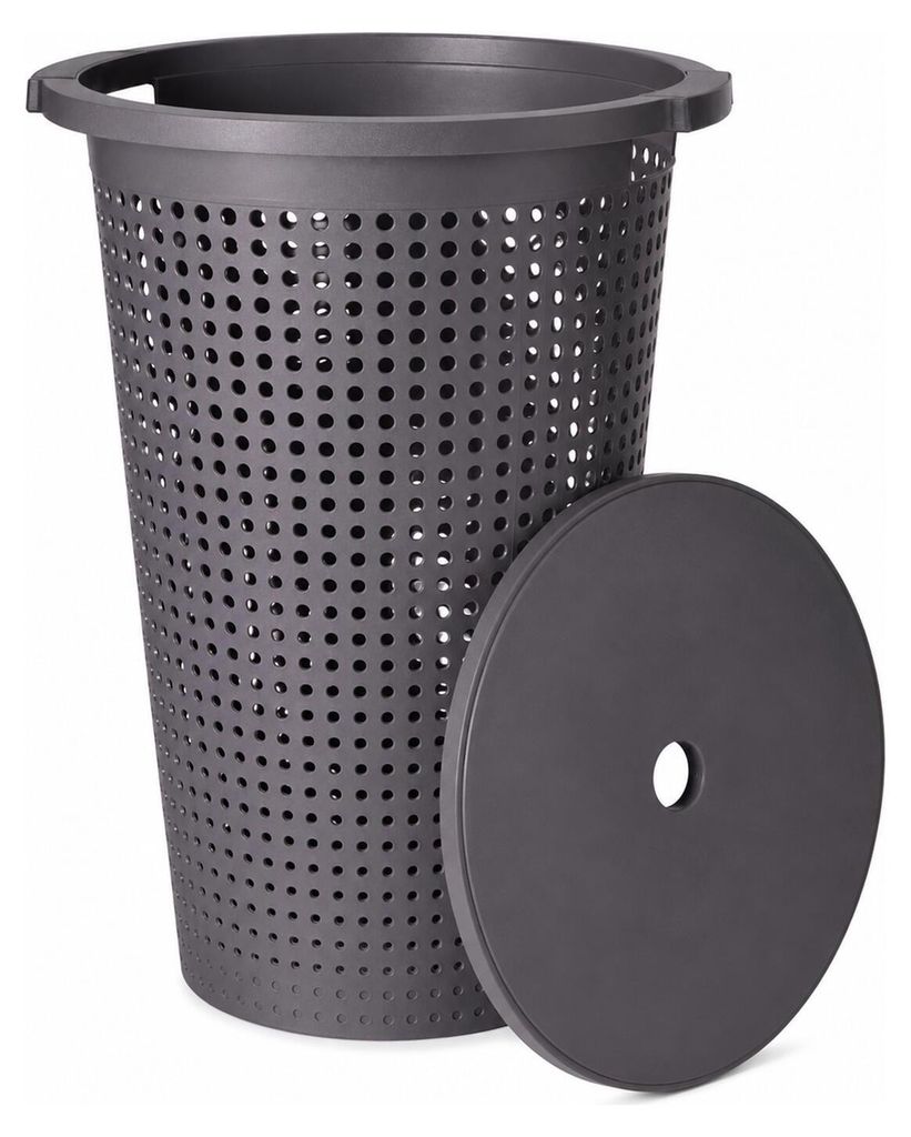 Waschekorb mit Deckel – dunkelgrau – 35 Liter – 40 x 52 cm Produktbild 