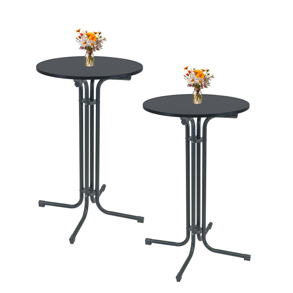 2x Stehtisch klappbar Ø 70 cm Höhe 110 cm Stahl Gastrotisch Partytisch Bistrotisch in Anthrazit