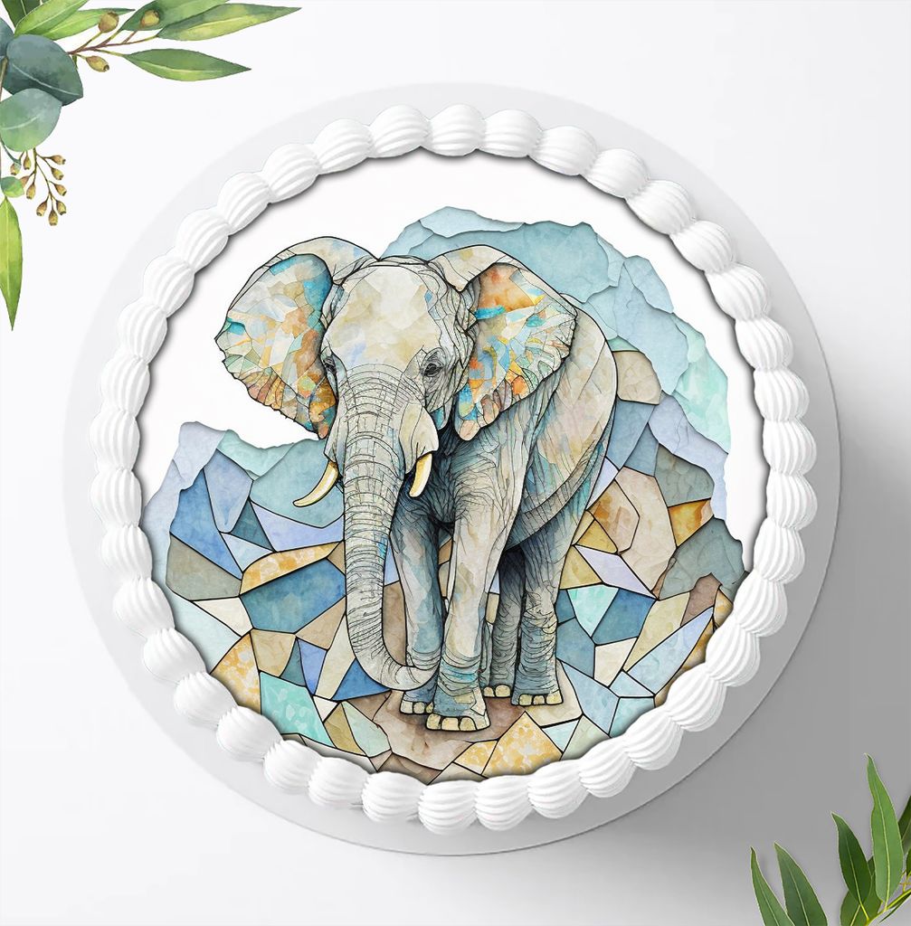 Für die Geburtstags Torte ein Tortenaufleger, Zuckerbild mit dem Motiv: Dschungeltiere, Essbares Foto für Torten, Fondant, Ø 20cm, 1283z