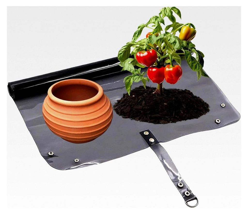 Umtopfmatte – Pflanztablett für Innenräume, Gartenunterlage | Wasserdichte Anzuchtfolie mit Eckschnallen, große, auslaufsichere Oberfläche f...