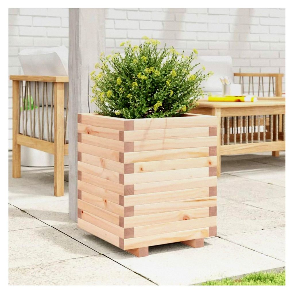 Pflanzkübel 40x40x49,5 cm aus massivem Kiefernholz für Balkon, Garten und Terrasse