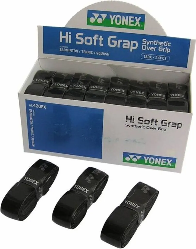 Surgrip Badminton et Tennis Yonex Hi Soft Grap - 24 Pièces Coloris Noir