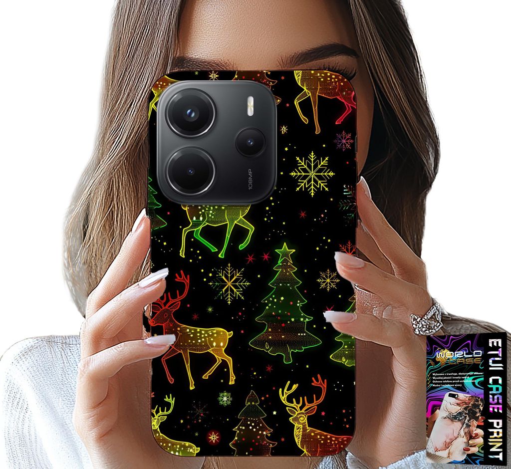 Hülle Für Xiaomi Note 14 4G - Rentier, Schneeflocke, Weihnachtsbaum + Glas