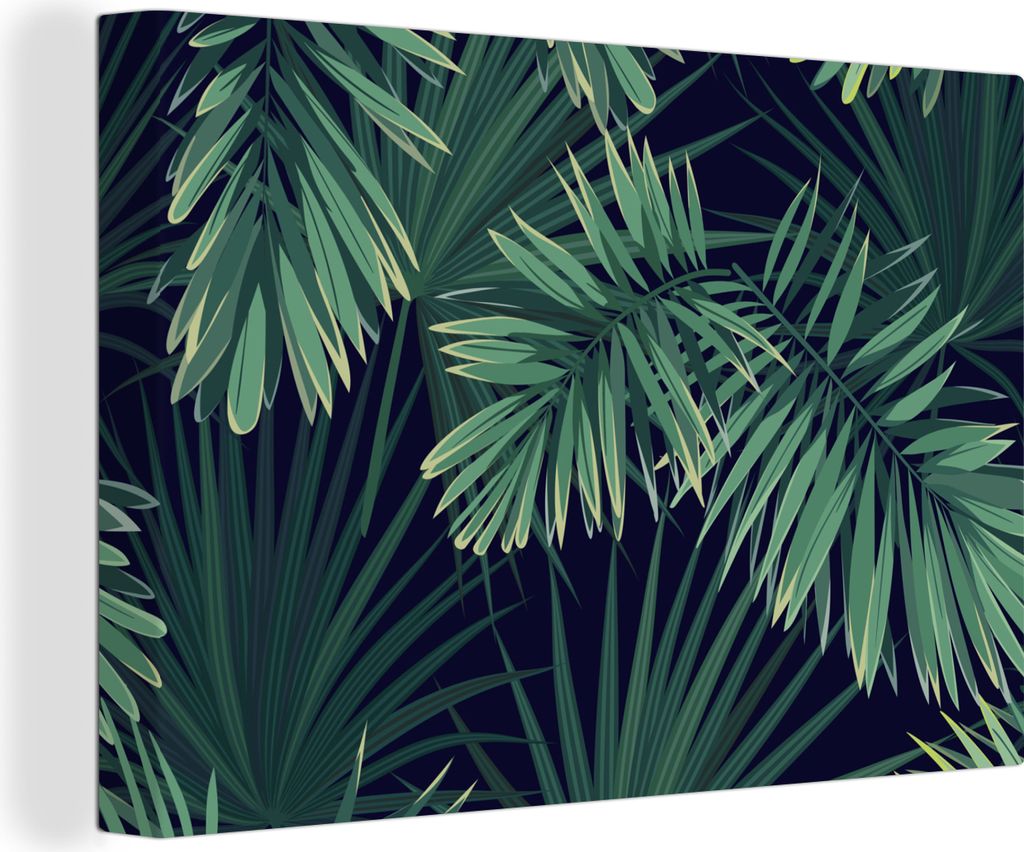 OneMillionCanvasses - Leinwandbilder - 140x90 cm, Blätter - Illustration - Tropisch - Mädchen - Kinder - Jungen, Wandbilder Kunstdruck Wanddeko...