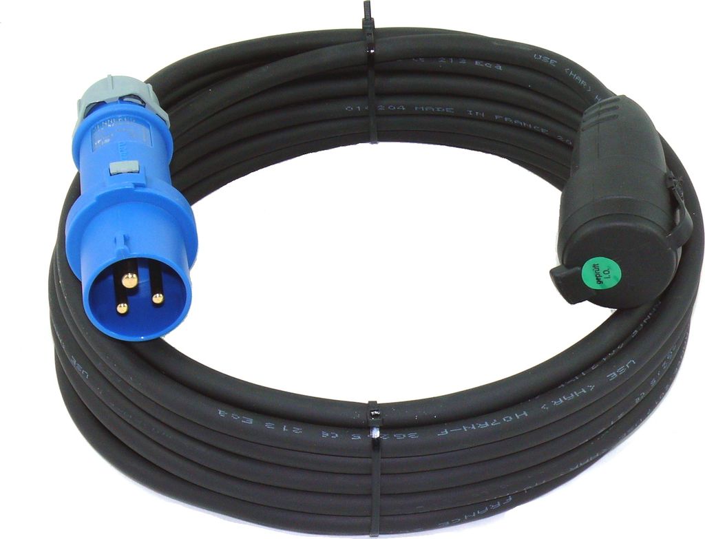 CEE Adapterkabel Camping Caravan Stecker auf Schuko Kupplung IP44 H07RN-F 3G2,5 3m