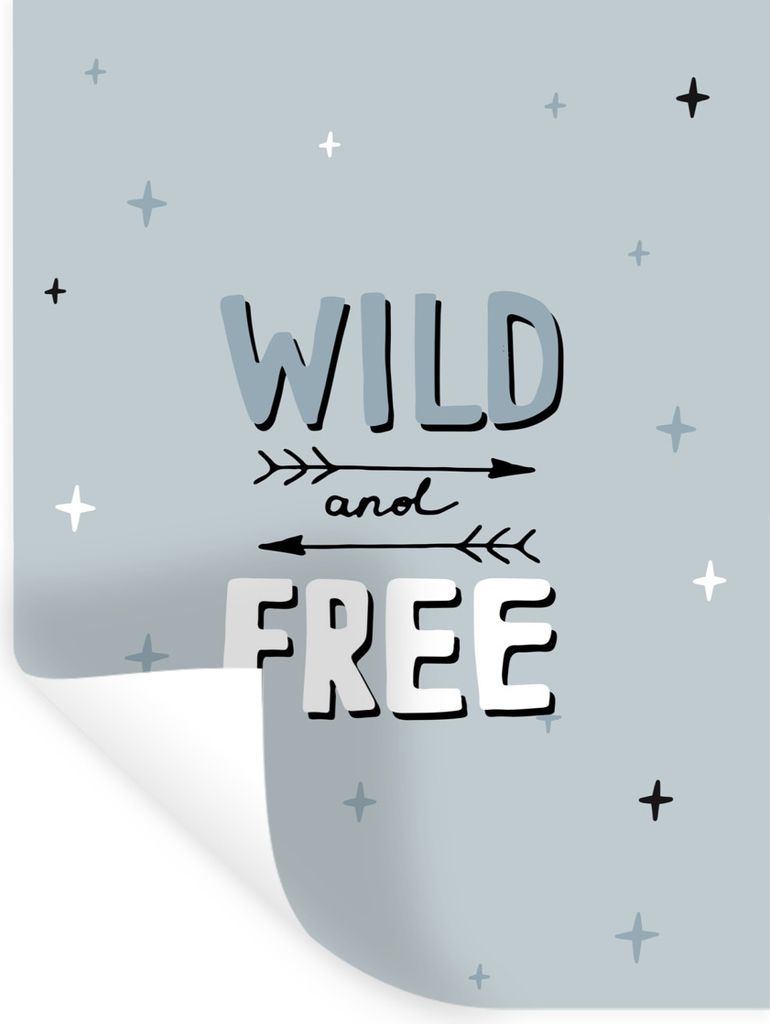 MuchoWow Wandtattoo Wandsticker Wandaufkleber Wild und frei - Sprichwörter - Zitate - Kinder - Baby - Jungen - Mädchen 30x40 cm Selbstklebend u...