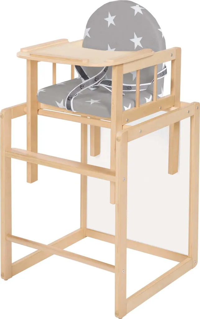 Chaise haute stable Roba Little Stars en bois contre basculement enfant