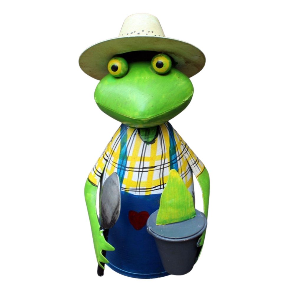 Zaunhocker Gärtner Frosch Pflanze H23cm Landhausstil Produktbild 