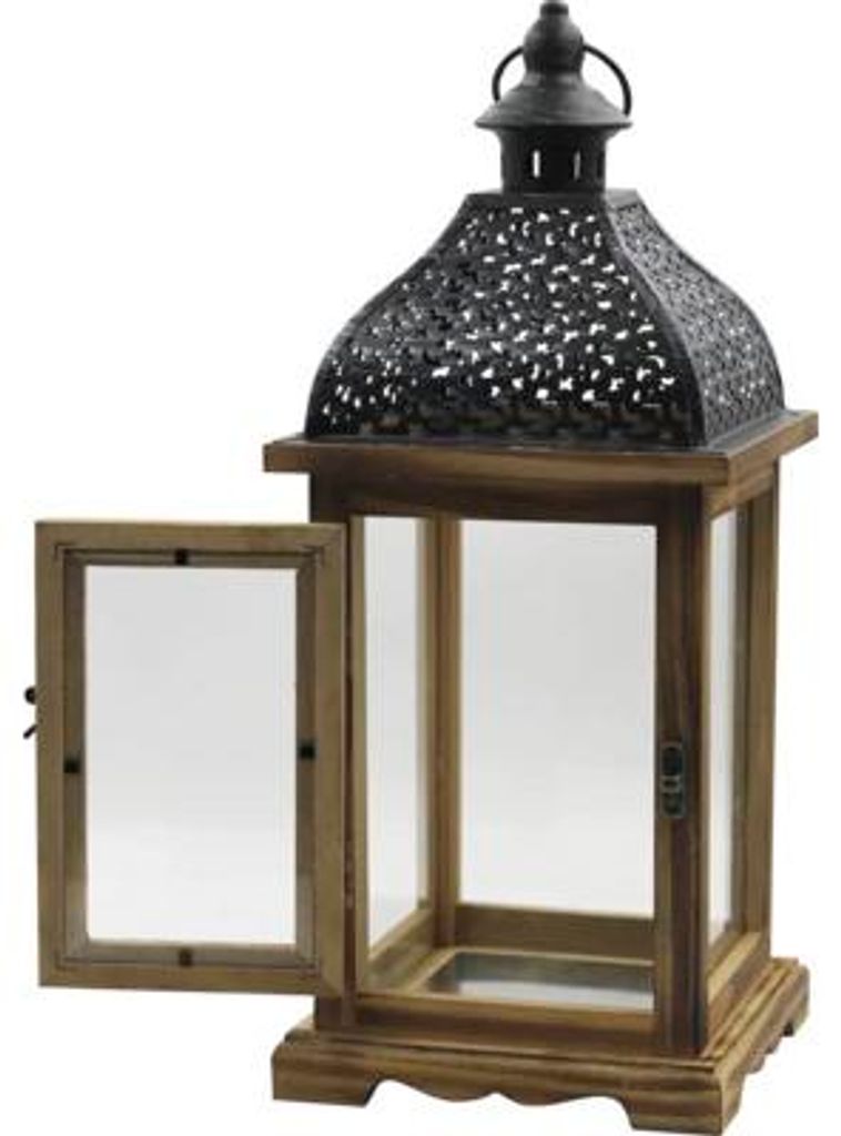 Laterne Lafiora Holz 16 x 16 x 38 cm braun Produktbild 