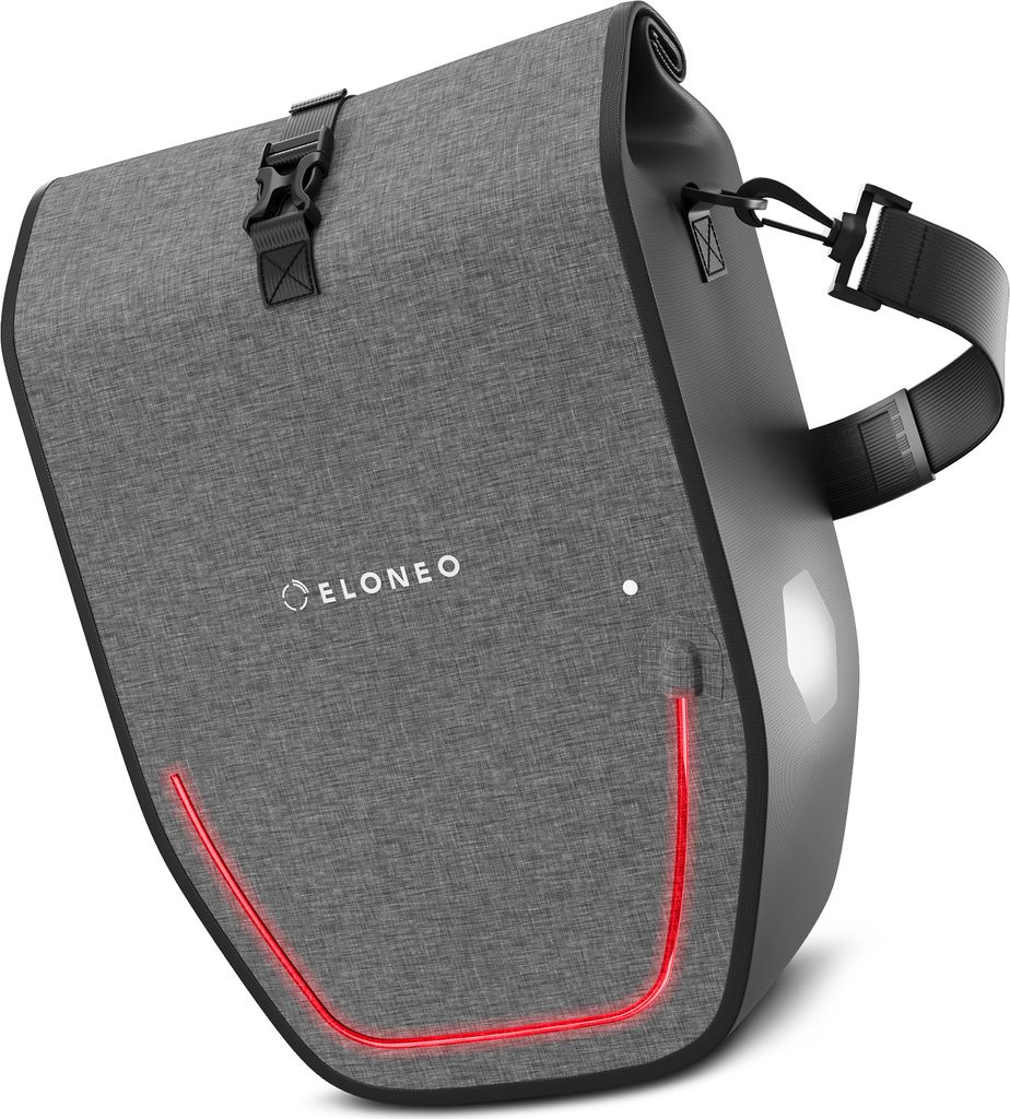 ELONEO Fahrradtasche für Gepäckträger mit LED Licht, 20L - 100% wasserdicht mit Tragegriff und Schultergurt, Fahrradtasche Gepäckträger, Fahrr...