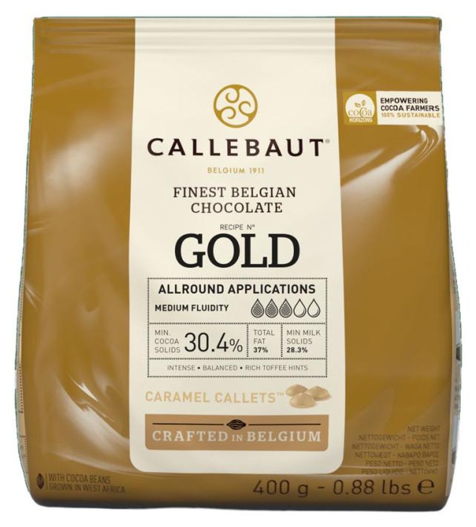 Callebaut GOLD caramel chocolate couverture, callets 400 g, Obrázok produktu 